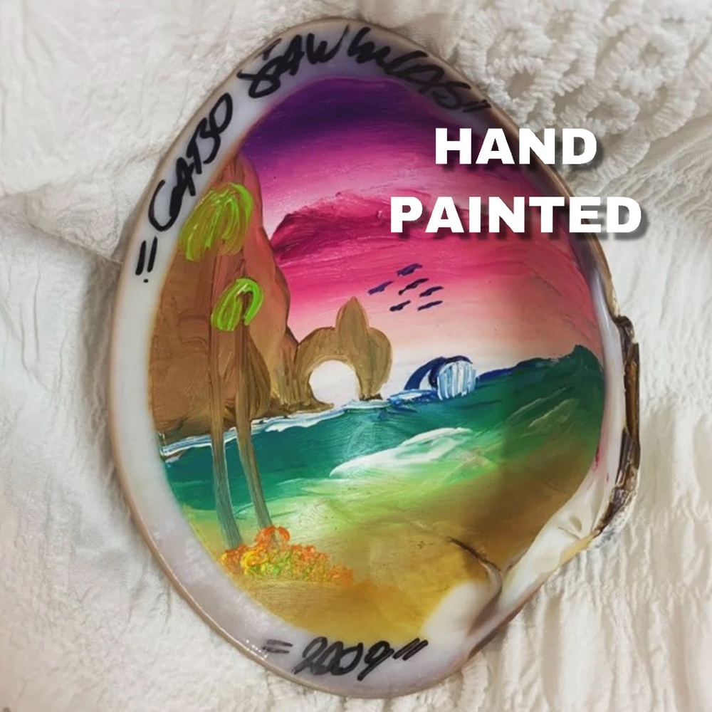 Hand Painted Seashell Sunset Nautical Souvenir